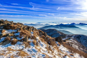 Peak of Deogyusan mountains in winter,South Korea.Winter lanscap